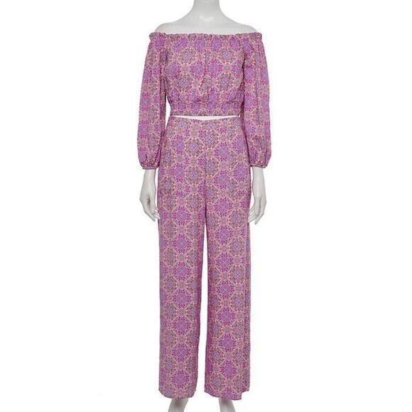 Live To Be Spoiled Other - Live To Be Spoiled 2-Piece Boho Crop Top & Wide Leg Pants Set | Size XS | NWT